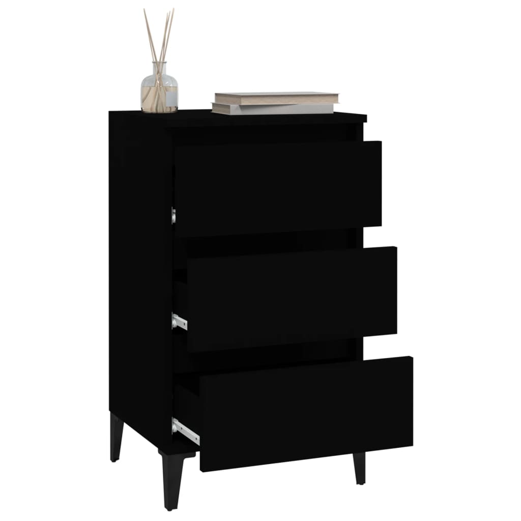 Table de chevet noir 40x35x70 cm bois d’ingénierie - XIOS