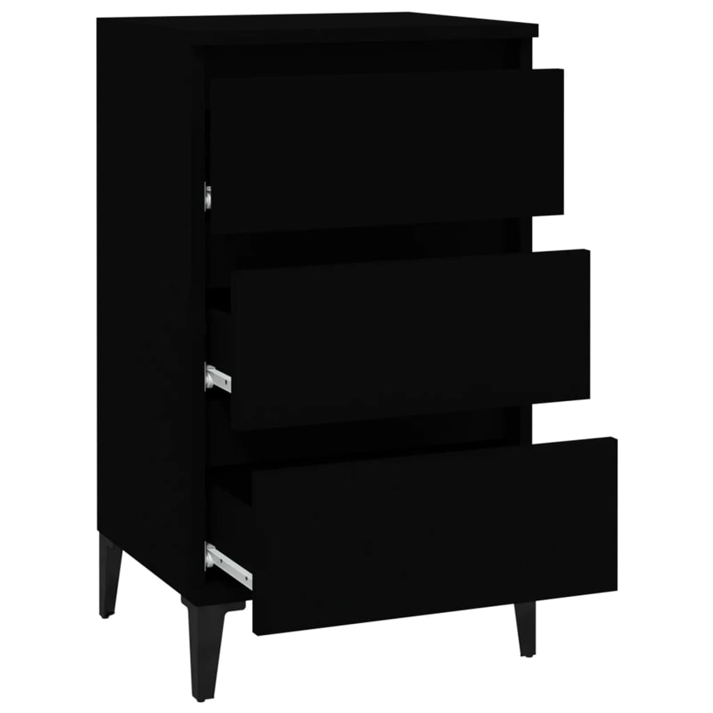 Table de chevet noir 40x35x70 cm bois d’ingénierie - XIOS