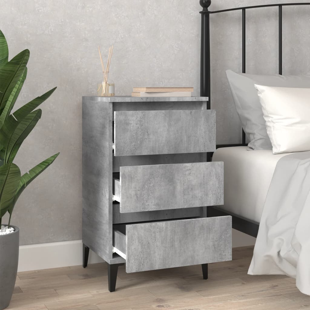Table de chevet gris béton 40x35x70 cm bois d'ingénierie - XIOS