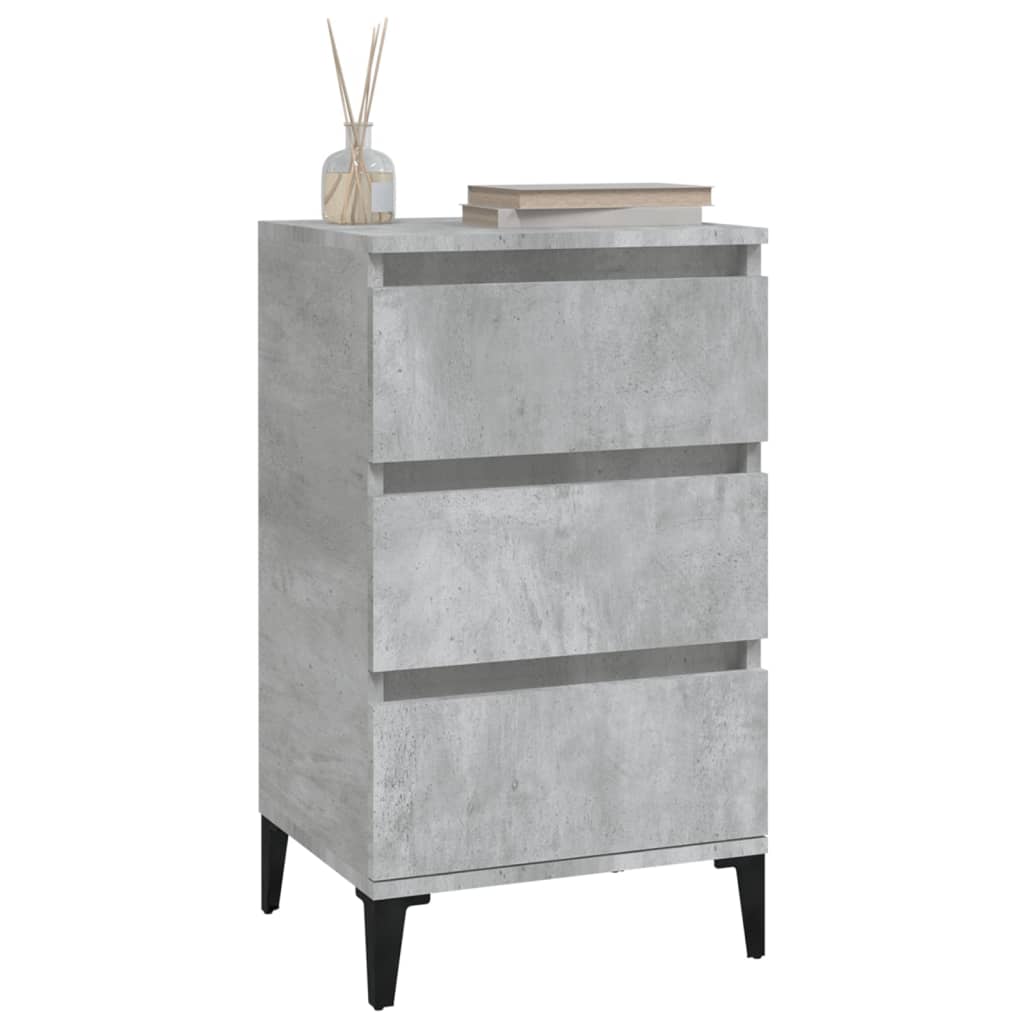 Table de chevet gris béton 40x35x70 cm bois d'ingénierie - XIOS