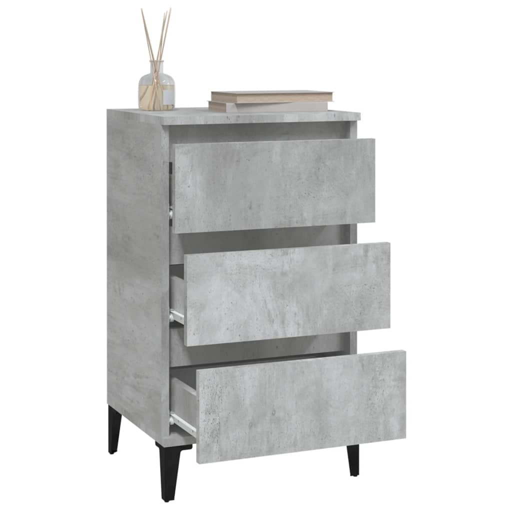 Table de chevet gris béton 40x35x70 cm bois d'ingénierie - XIOS