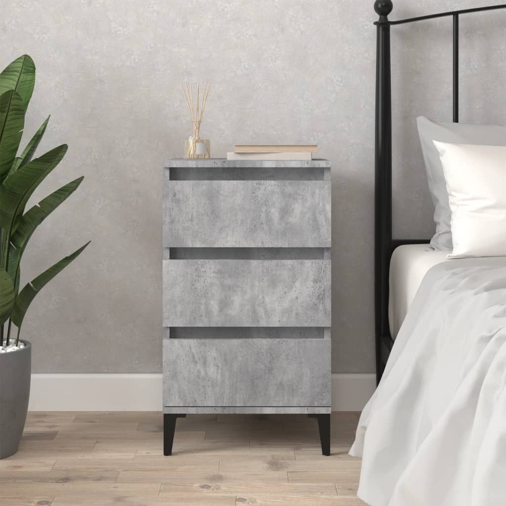 Table de chevet gris béton 40x35x70 cm bois d'ingénierie - XIOS