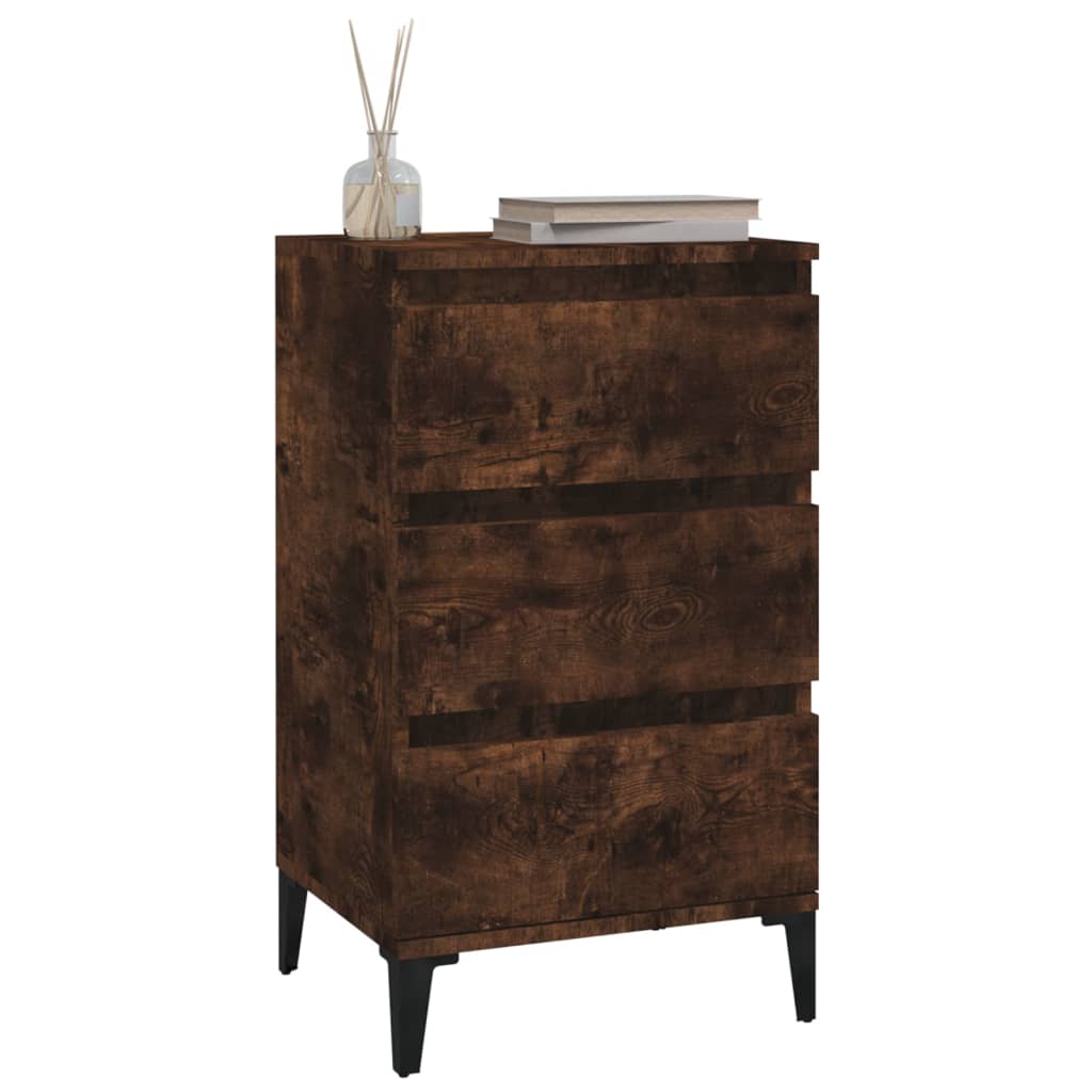 Table de chevet chêne fumé 40x35x70 cm bois d'ingénierie - XIOS