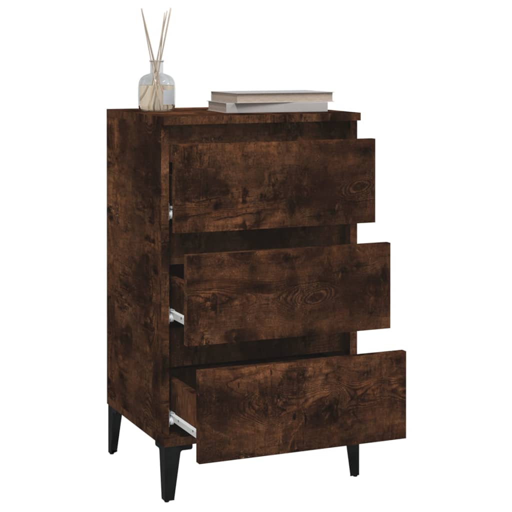 Table de chevet chêne fumé 40x35x70 cm bois d'ingénierie - XIOS