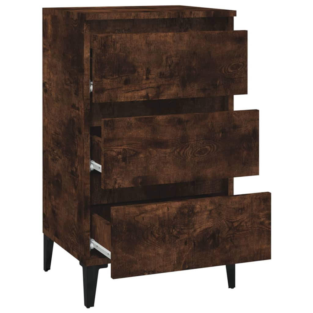 Table de chevet chêne fumé 40x35x70 cm bois d'ingénierie - XIOS