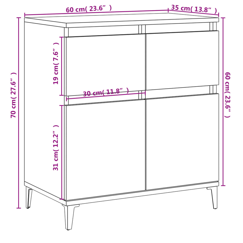 Buffet Blanc 60x35x70 cm Bois d'ingénierie - XIOS
