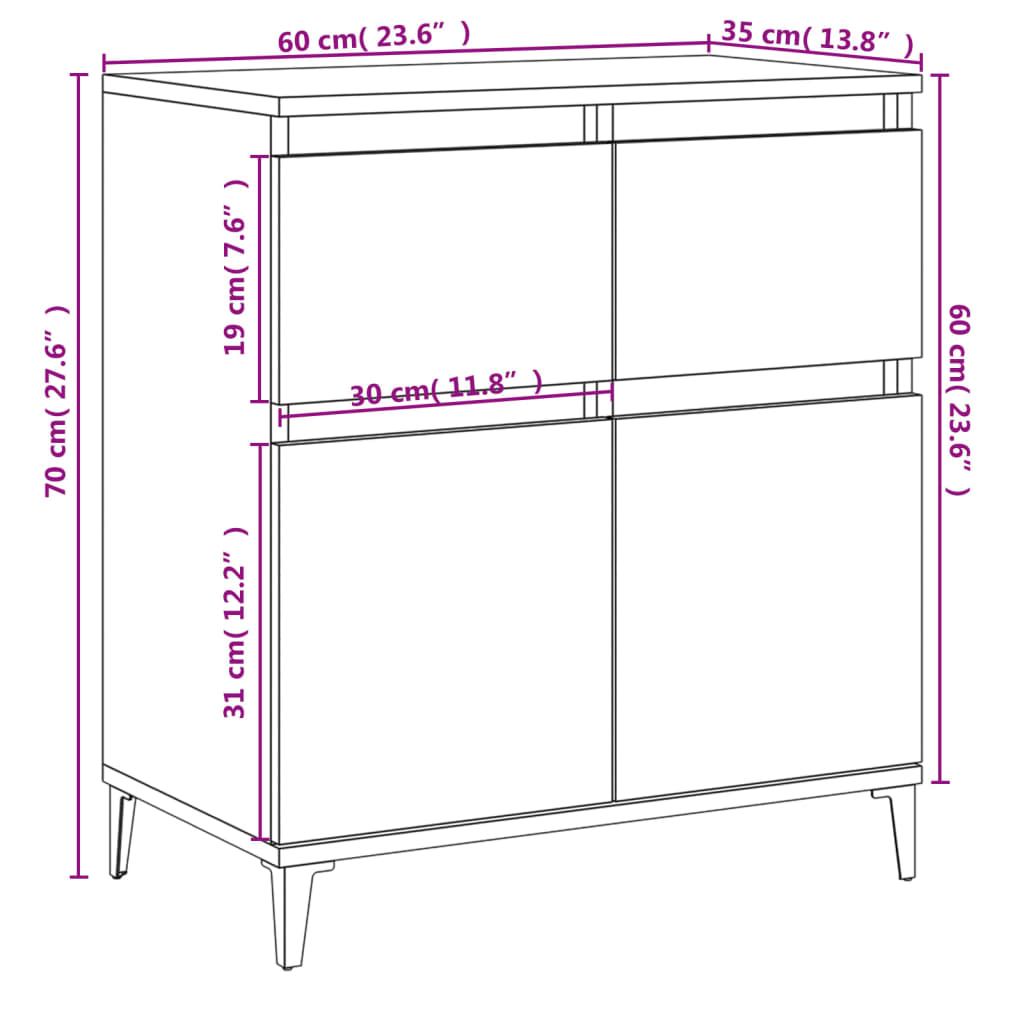 Buffet Gris béton 60x35x70 cm Bois d'ingénierie XIOS