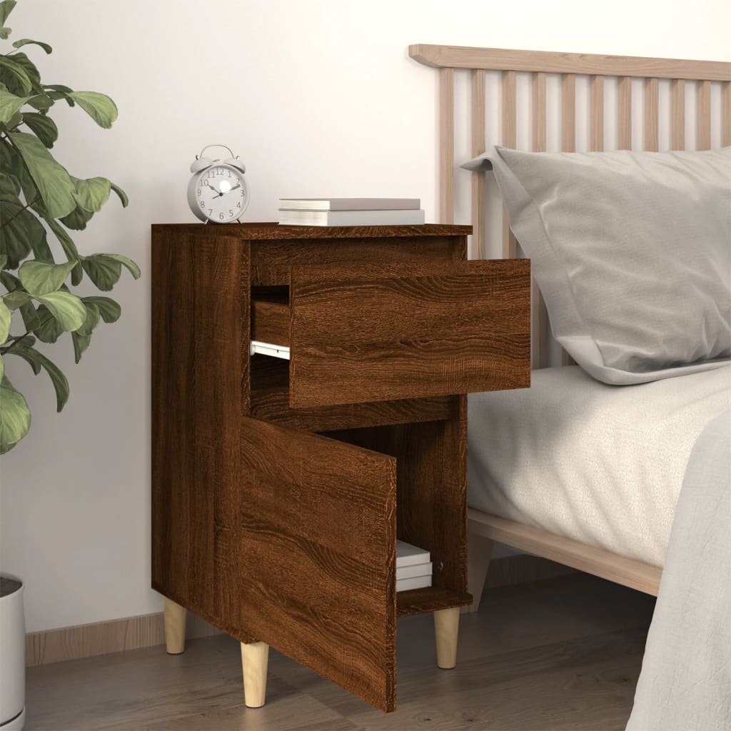 Table de chevet chêne marron 40x35x70 cm - XIOS