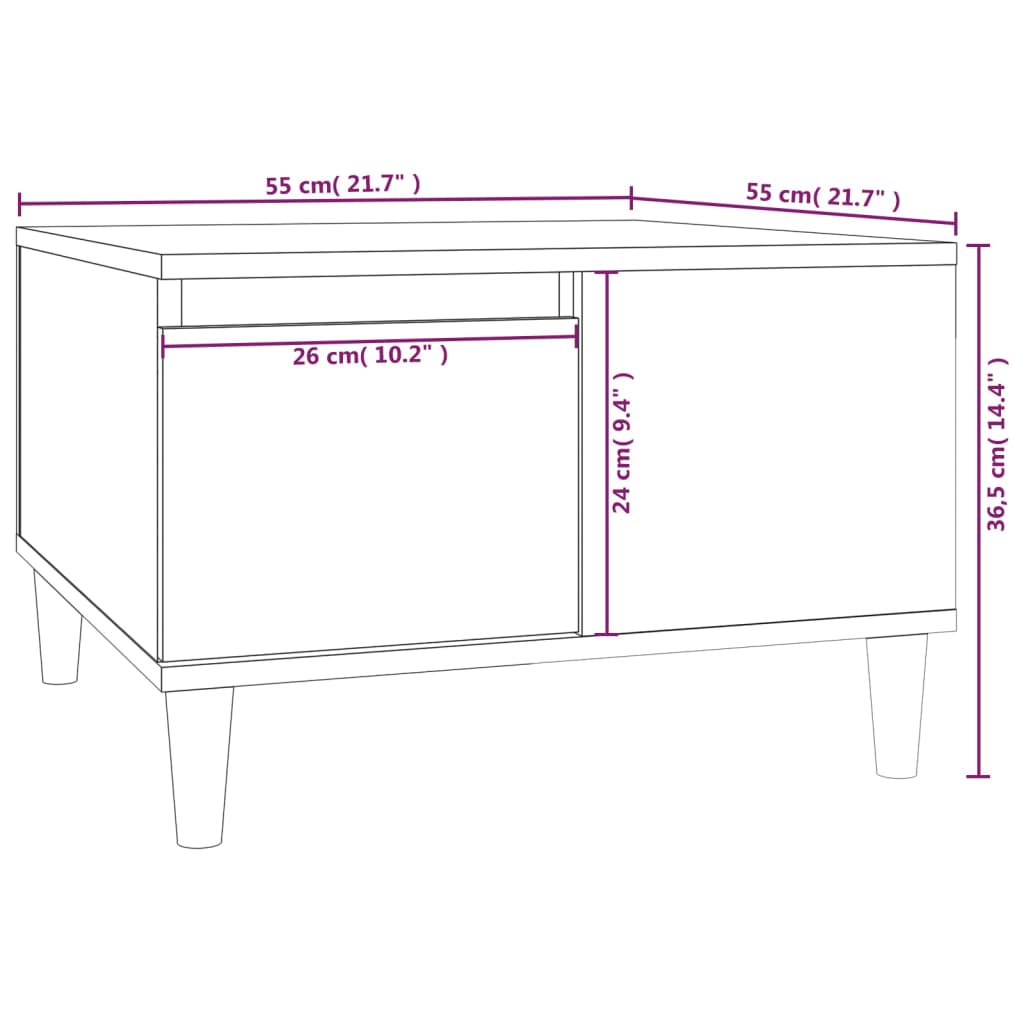 Table basse noir 55x55x36,5 cm bois d'ingénierie - XIOS