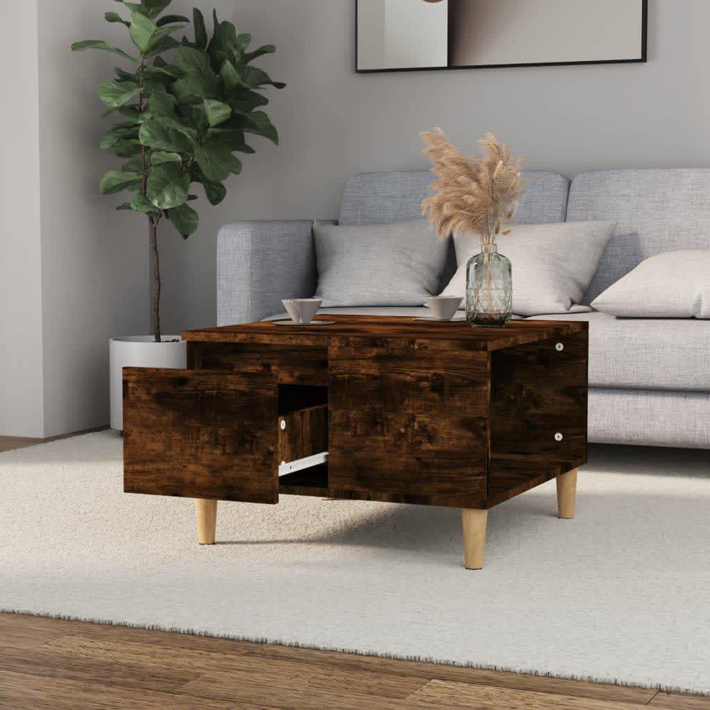 Table basse chêne fumé 55x55x36,5 cm bois d'ingénierie - XIOS