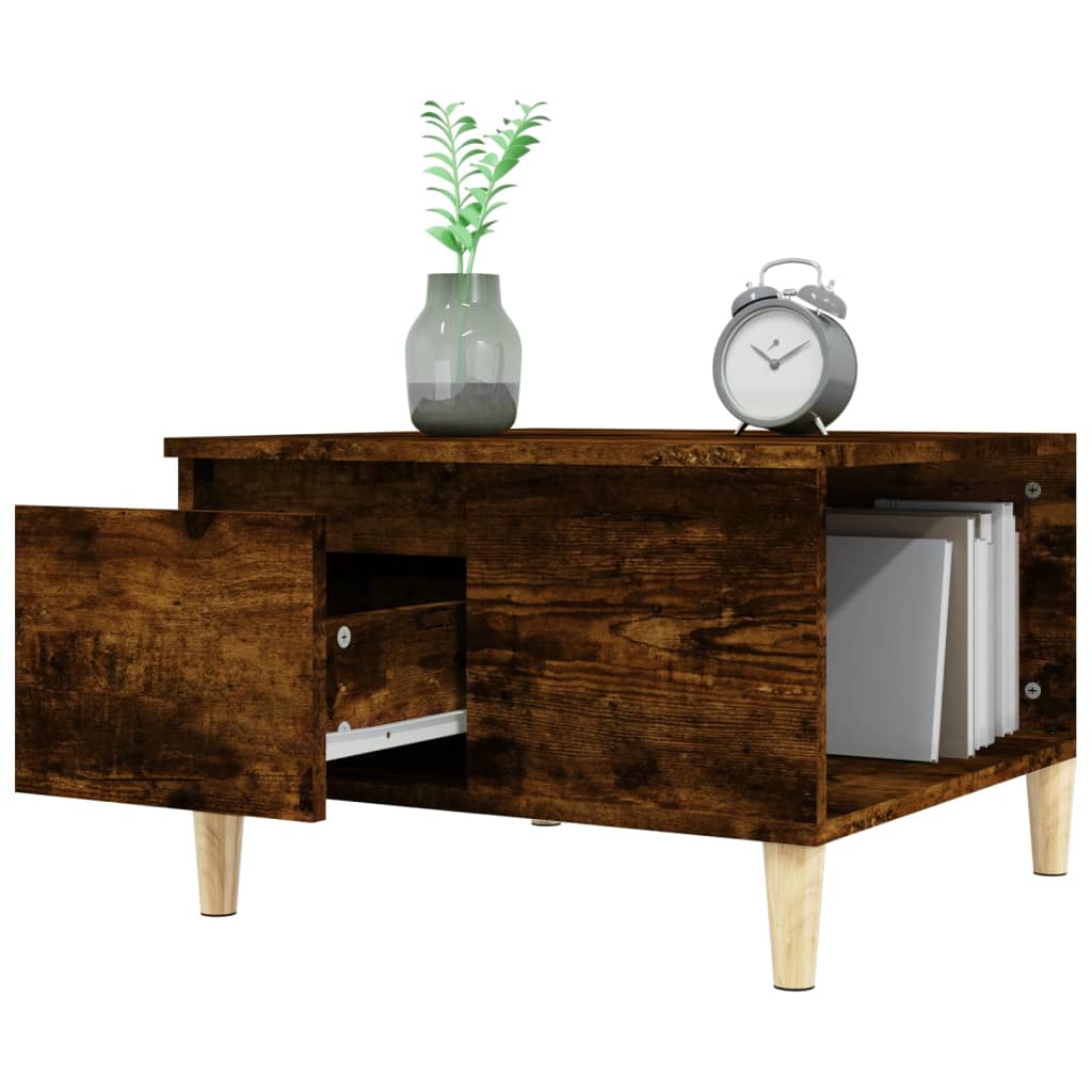 Table basse chêne fumé 55x55x36,5 cm bois d'ingénierie - XIOS