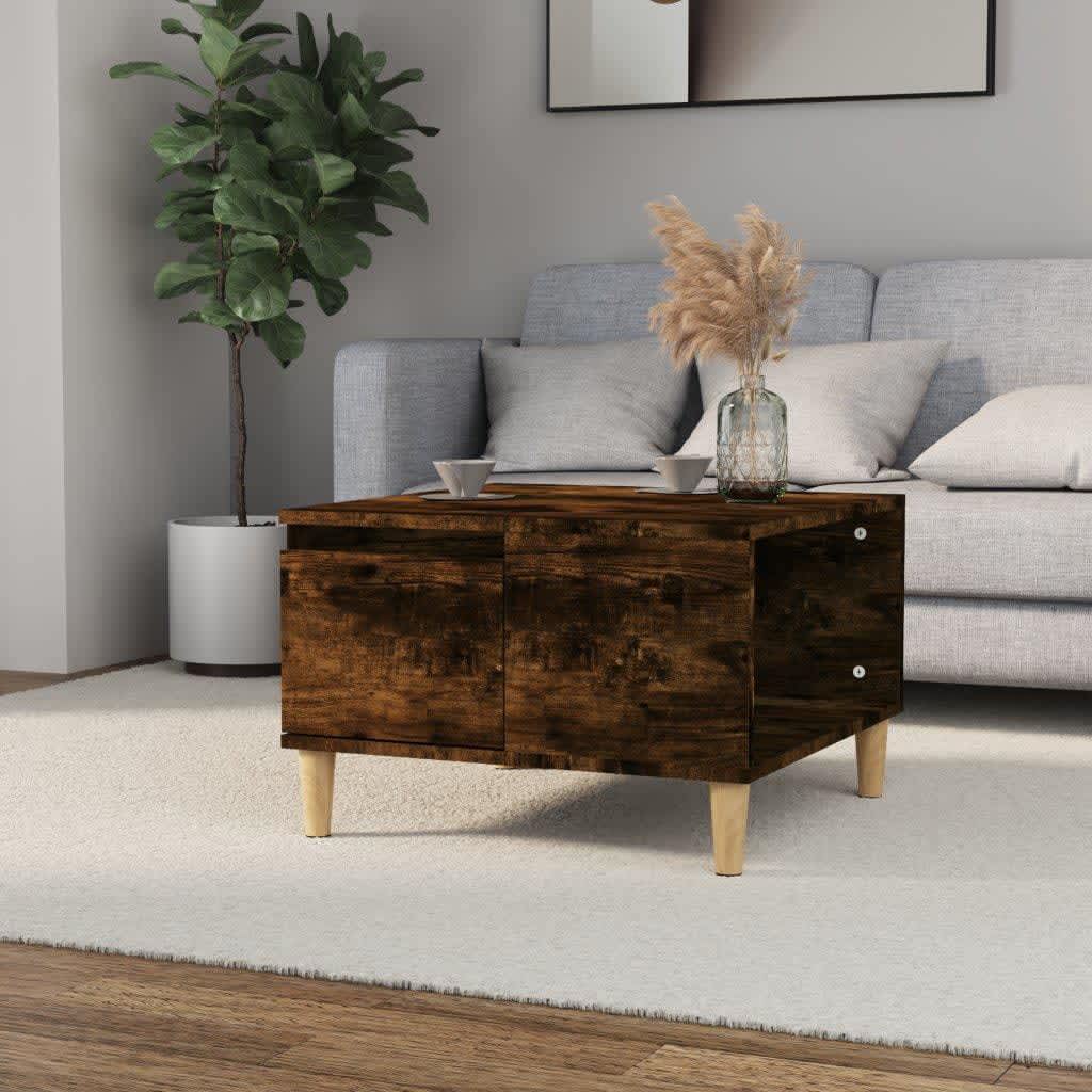 Table basse chêne fumé 55x55x36,5 cm bois d'ingénierie - XIOS