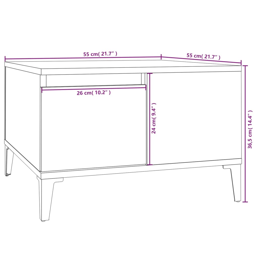 Table basse blanc 55x55x36,5 cm bois d'ingénierie - XIOS