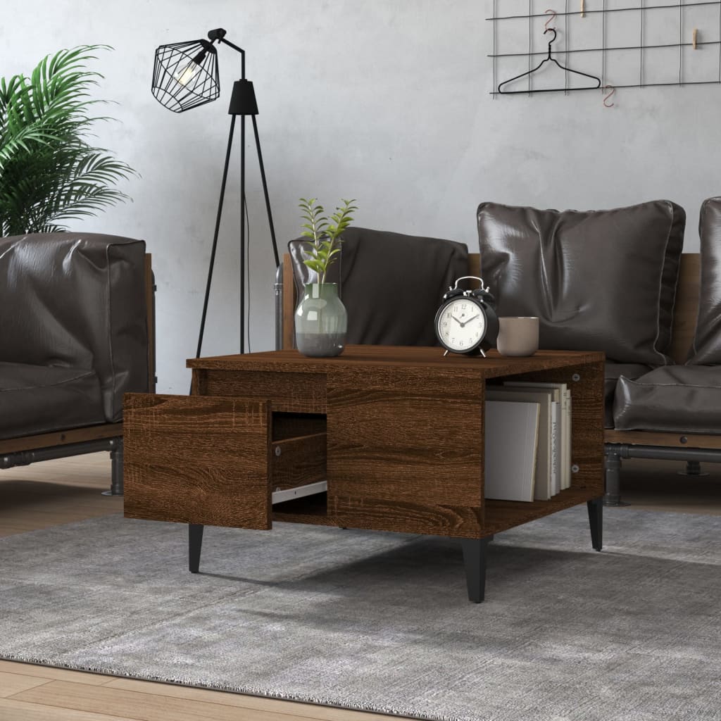 Table basse chêne marron 55x55x36,5 cm bois d'ingénierie - XIOS