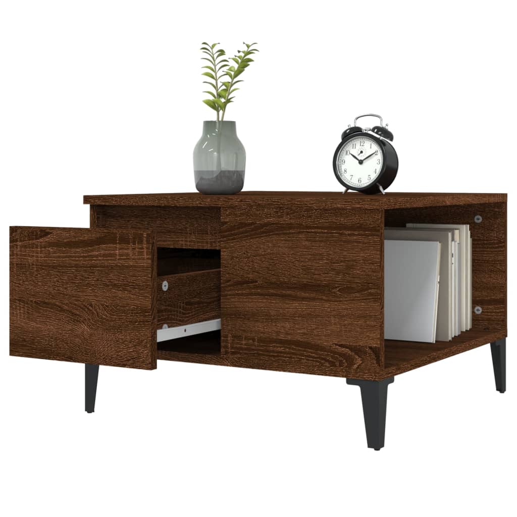 Table basse chêne marron 55x55x36,5 cm bois d'ingénierie - XIOS