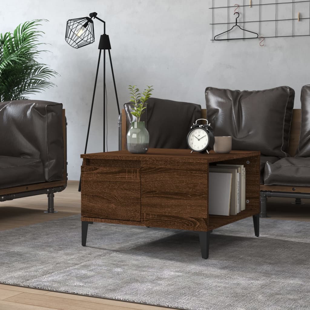 Table basse chêne marron 55x55x36,5 cm bois d'ingénierie - XIOS