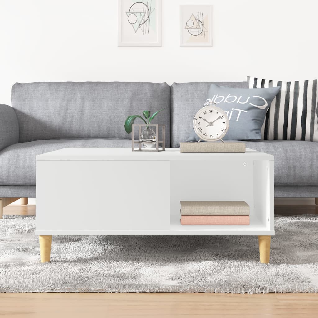 Table basse blanc 80x80x36,5 cm bois d'ingénierie - XIOS