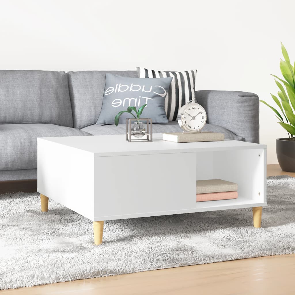 Table basse blanc 80x80x36,5 cm bois d'ingénierie - XIOS