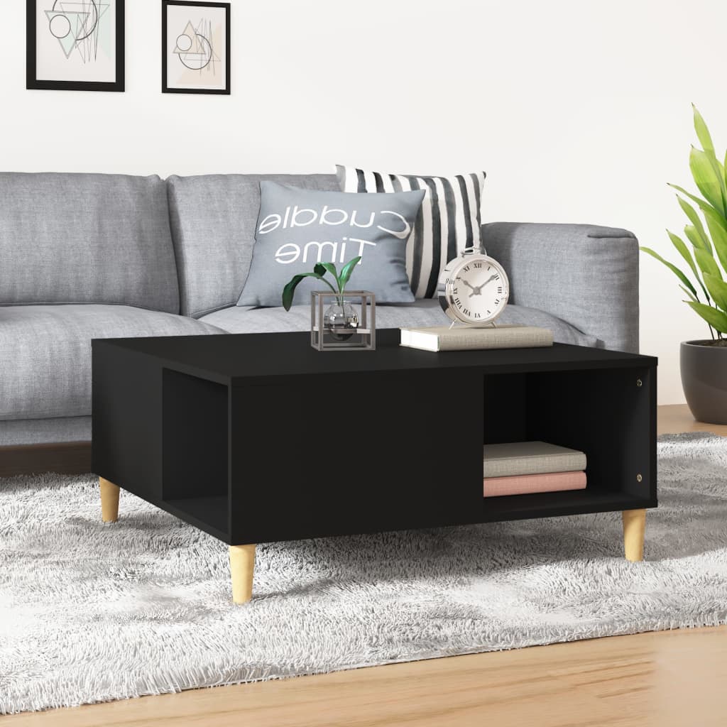 Table basse noir 80x80x36,5 cm bois d'ingénierie - XIOS