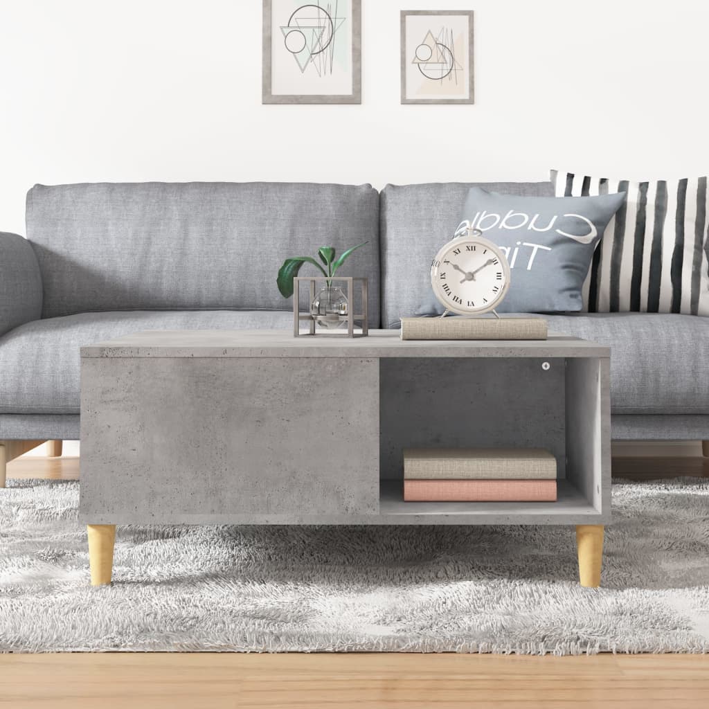 Table basse gris béton 80x80x36,5 cm bois d'ingénierie - XIOS