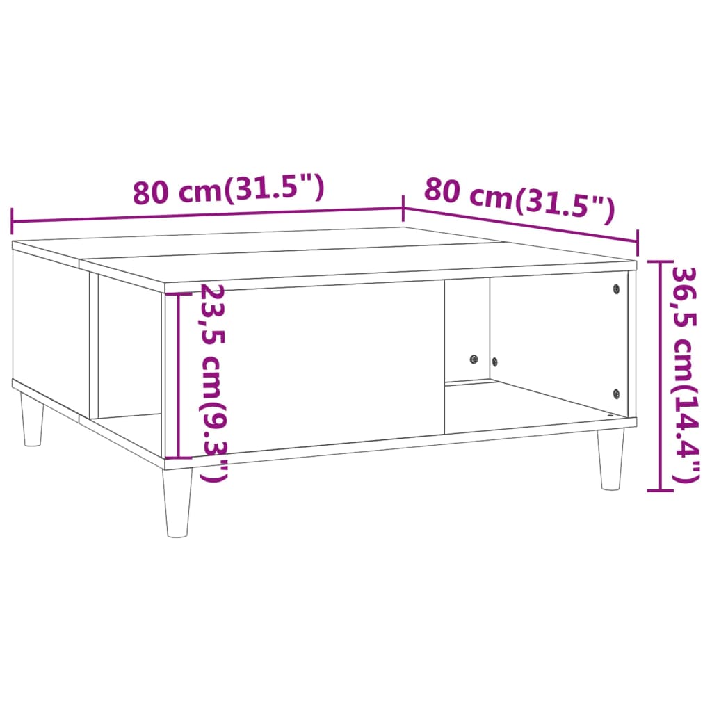 Table basse gris béton 80x80x36,5 cm bois d'ingénierie - XIOS
