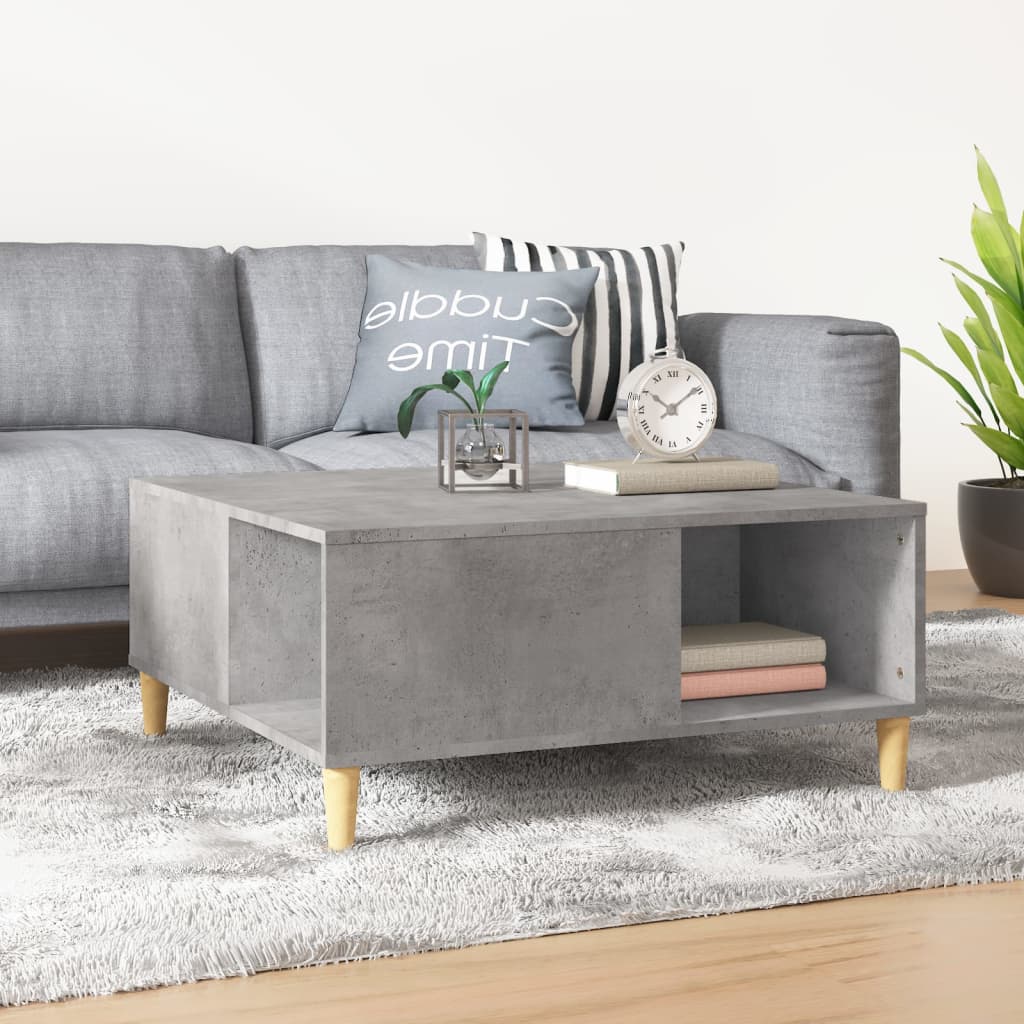 Table basse gris béton 80x80x36,5 cm bois d'ingénierie - XIOS