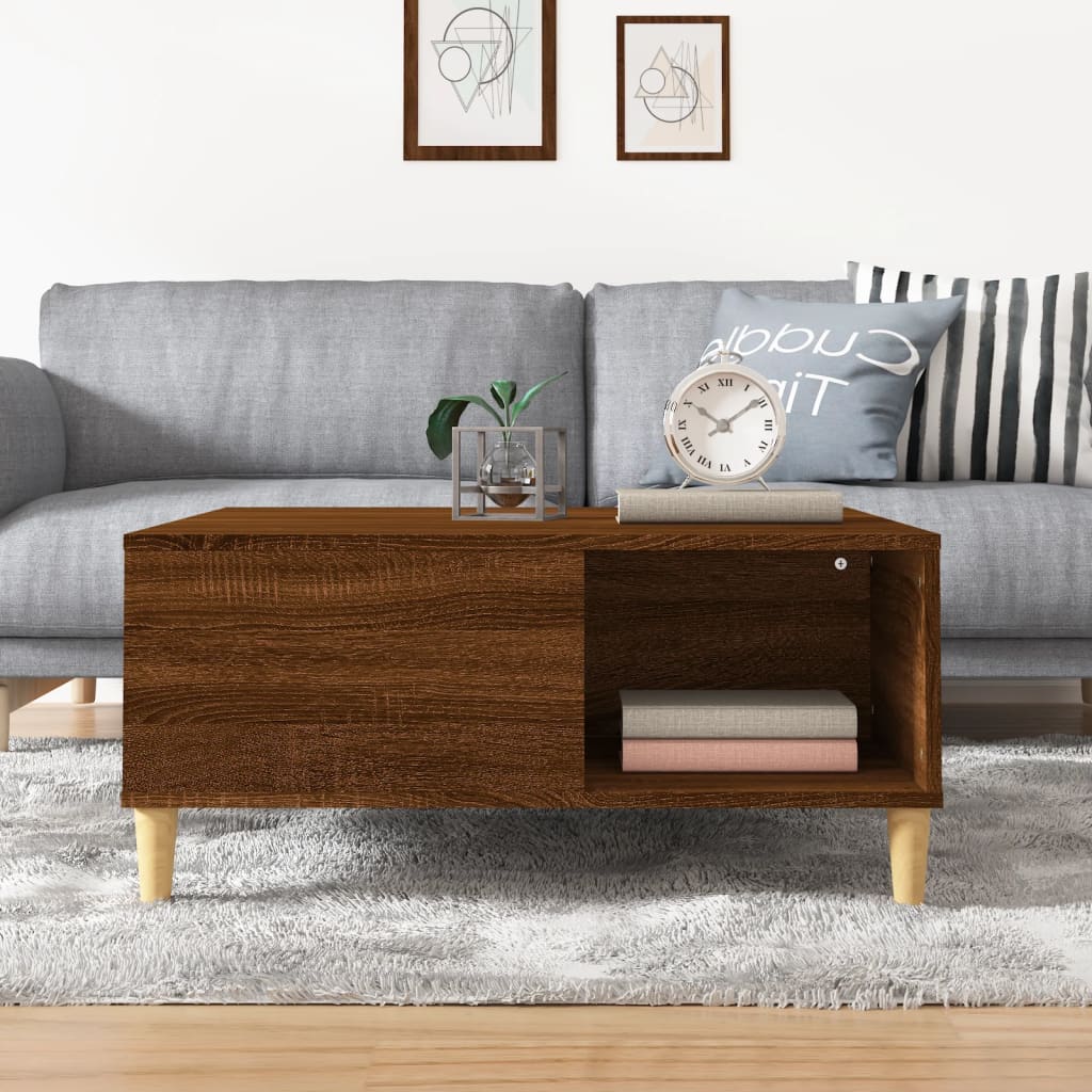 Table basse chêne marron 80x80x36,5 cm bois d'ingénierie - XIOS