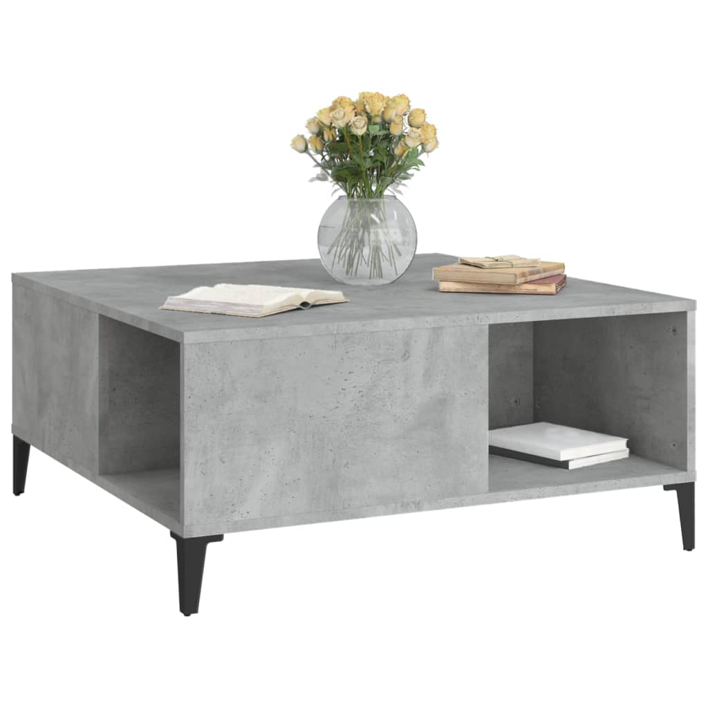 Table basse gris béton 80x80x36,5 cm bois d'ingénierie - XIOS