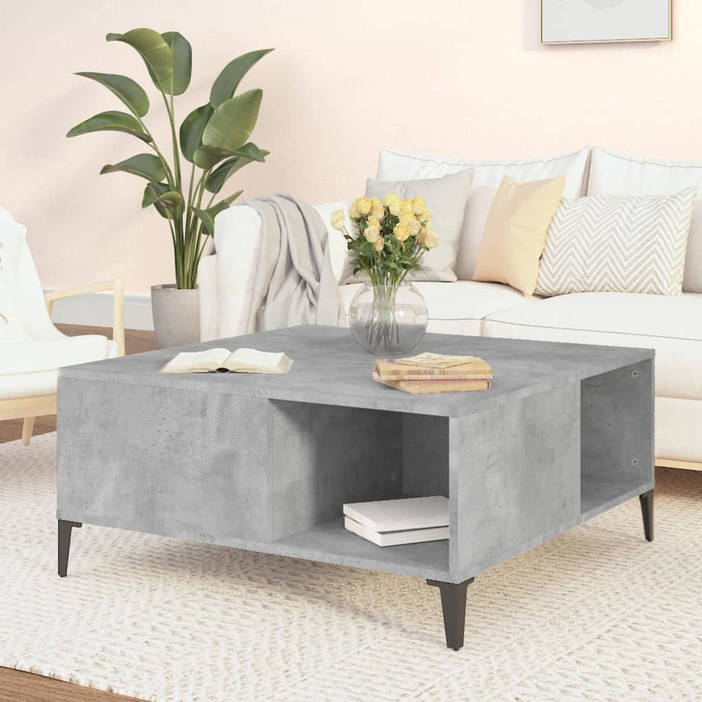 Table basse gris béton 80x80x36,5 cm bois d'ingénierie XIOS