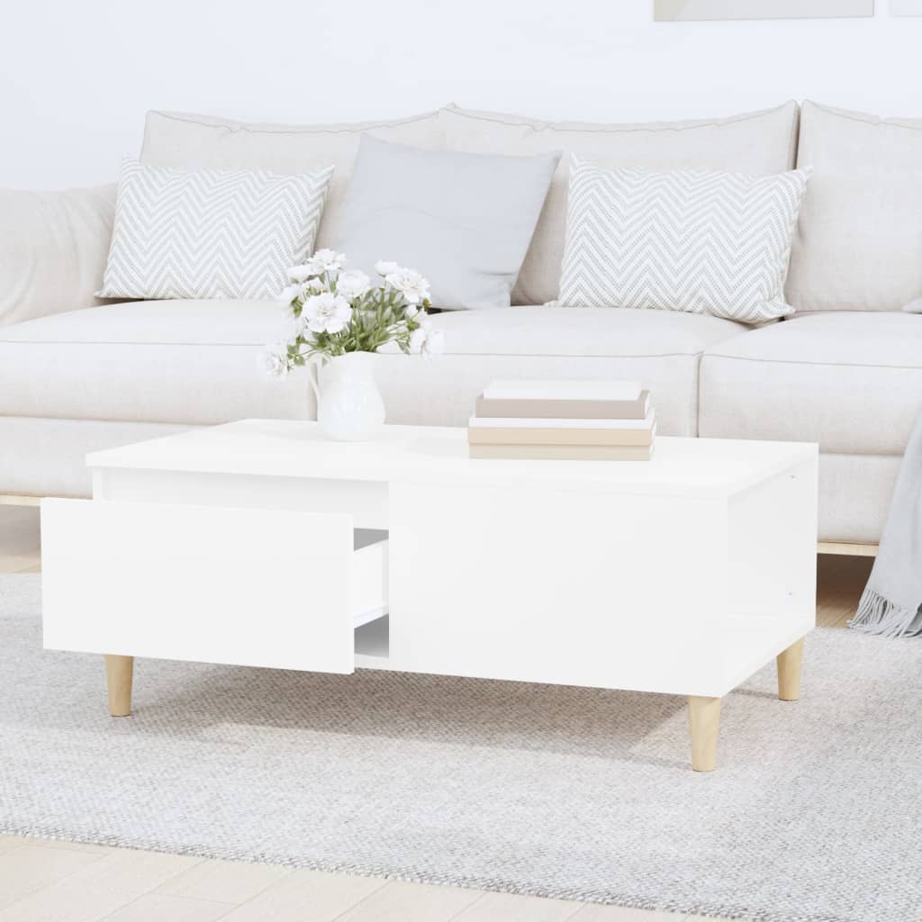 Table basse Blanc 90x50x36,5 cm Bois d'ingénierie - XIOS