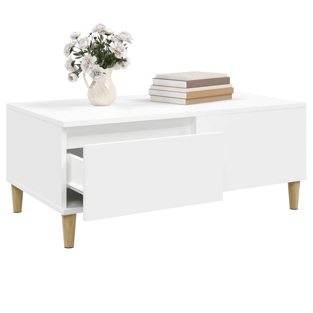Table basse Blanc 90x50x36,5 cm Bois d'ingénierie - XIOS