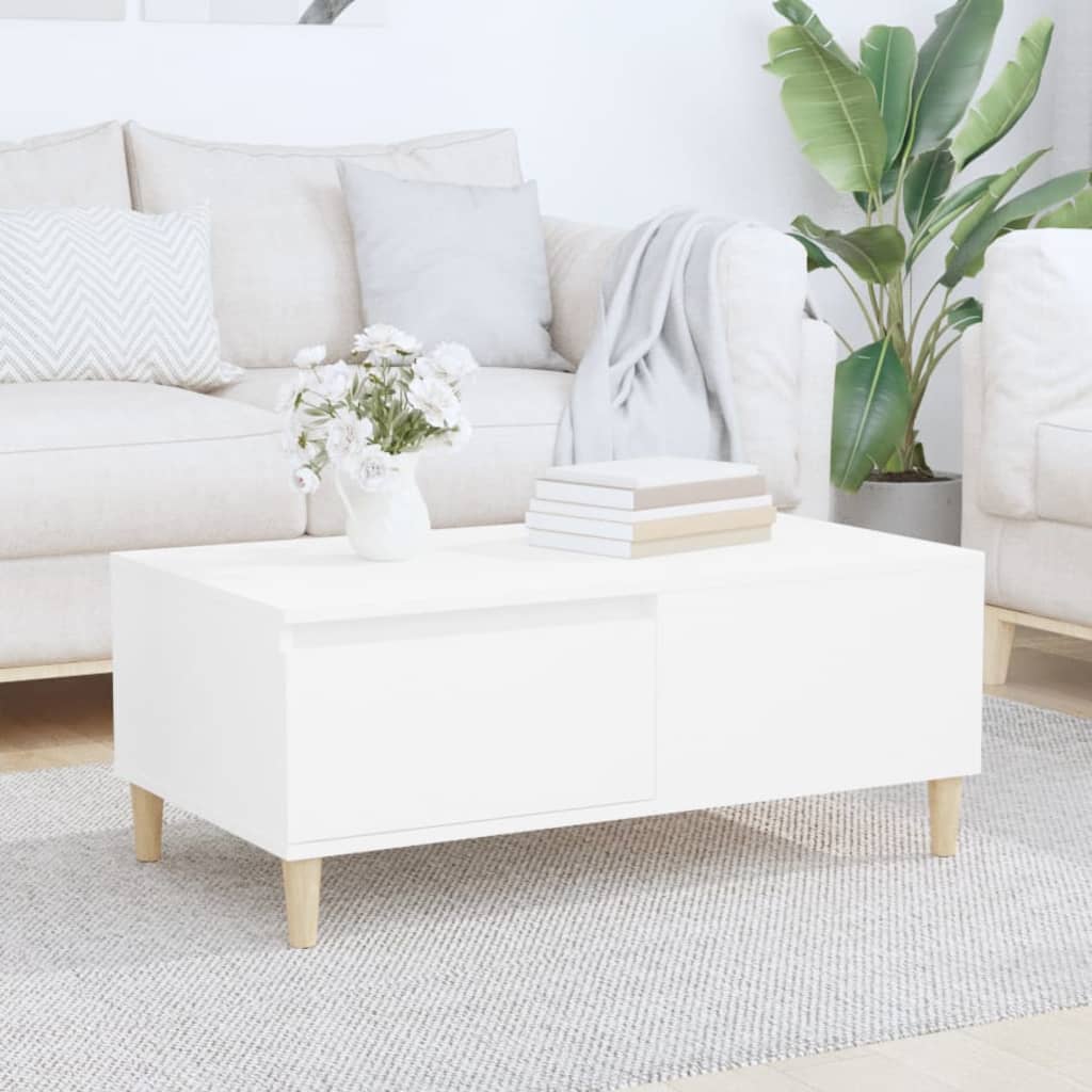 Table basse Blanc 90x50x36,5 cm Bois d'ingénierie - XIOS