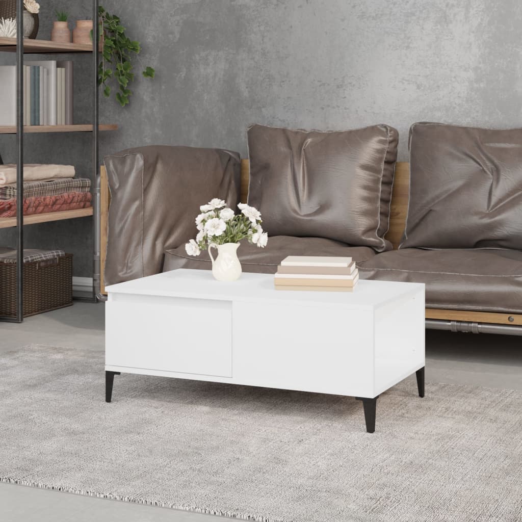 Table basse Blanc 90x50x36,5 cm Bois d'ingénierie - XIOS