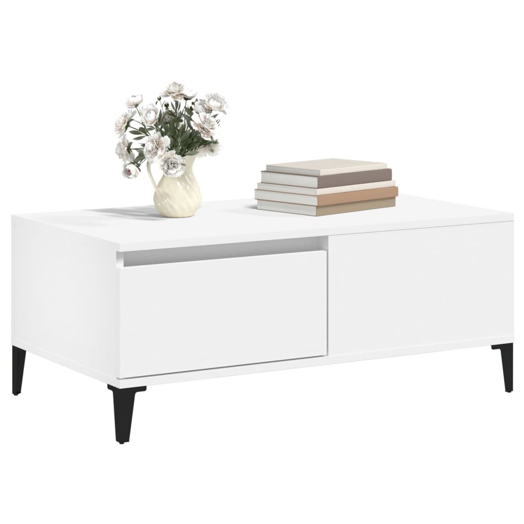 Table basse Blanc 90x50x36,5 cm Bois d'ingénierie - XIOS