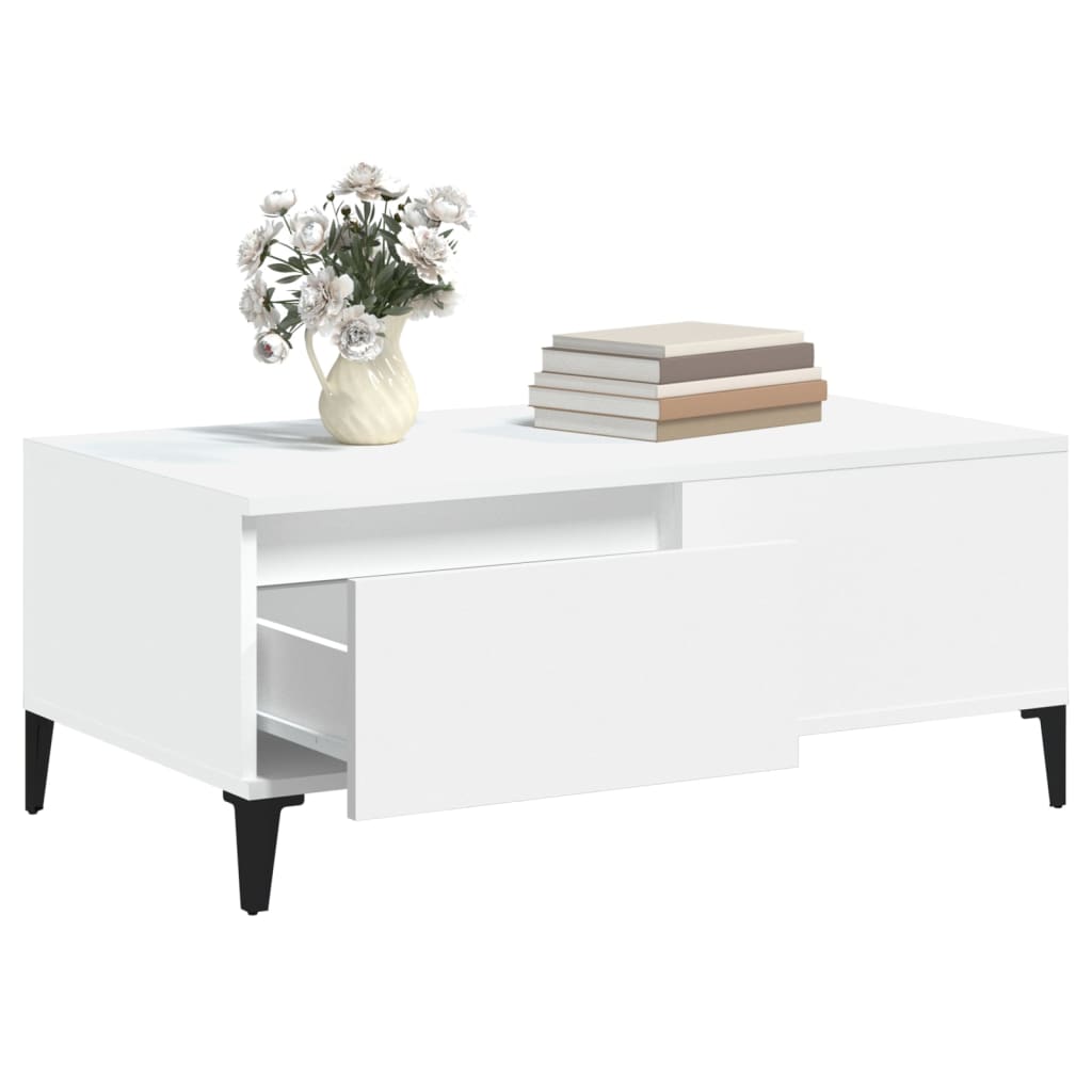 Table basse Blanc 90x50x36,5 cm Bois d'ingénierie - XIOS