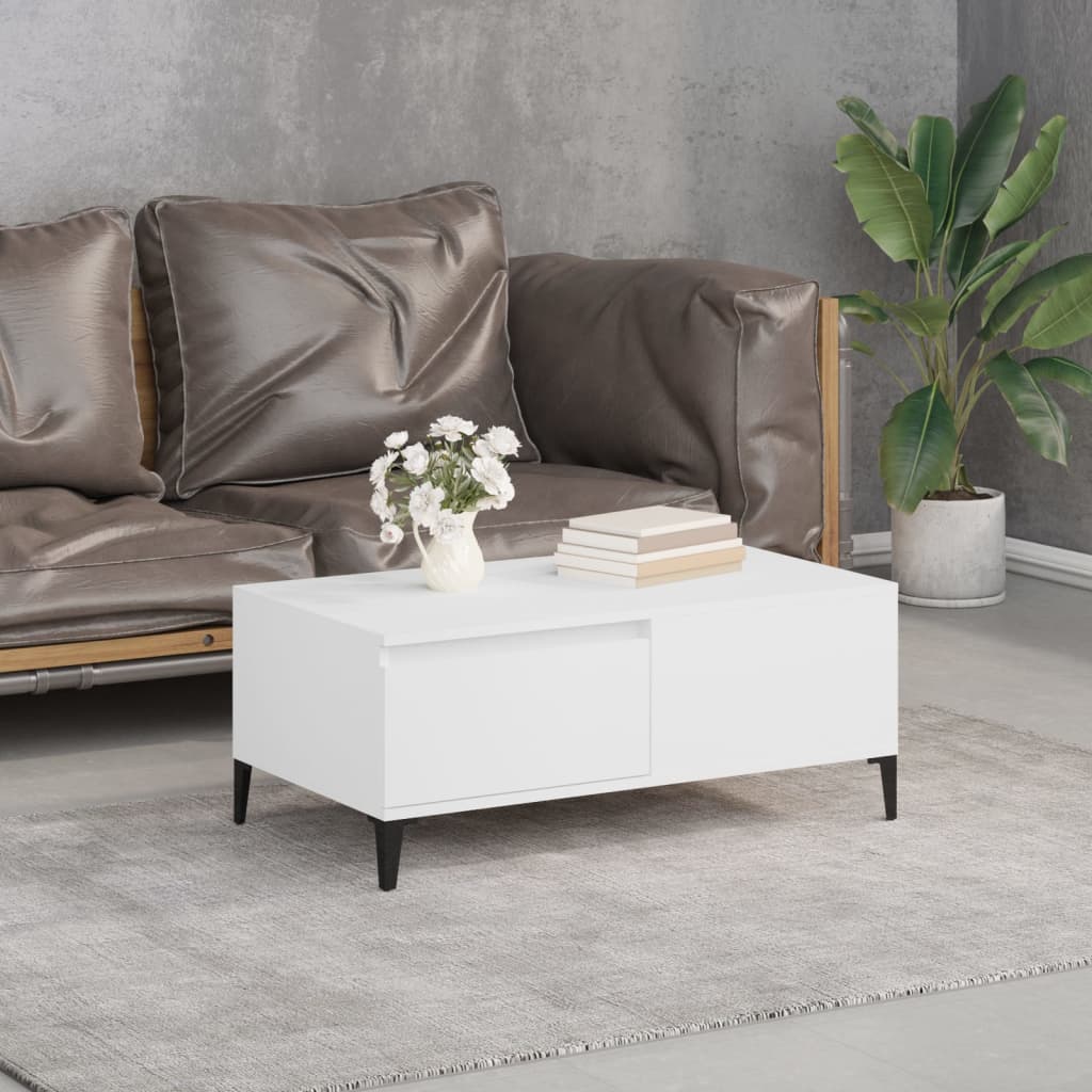 Table basse Blanc 90x50x36,5 cm Bois d'ingénierie - XIOS