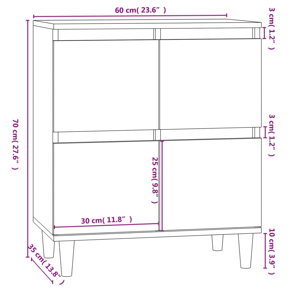 Buffet Chêne marron 60x35x70 cm Bois d'ingénierie - XIOS