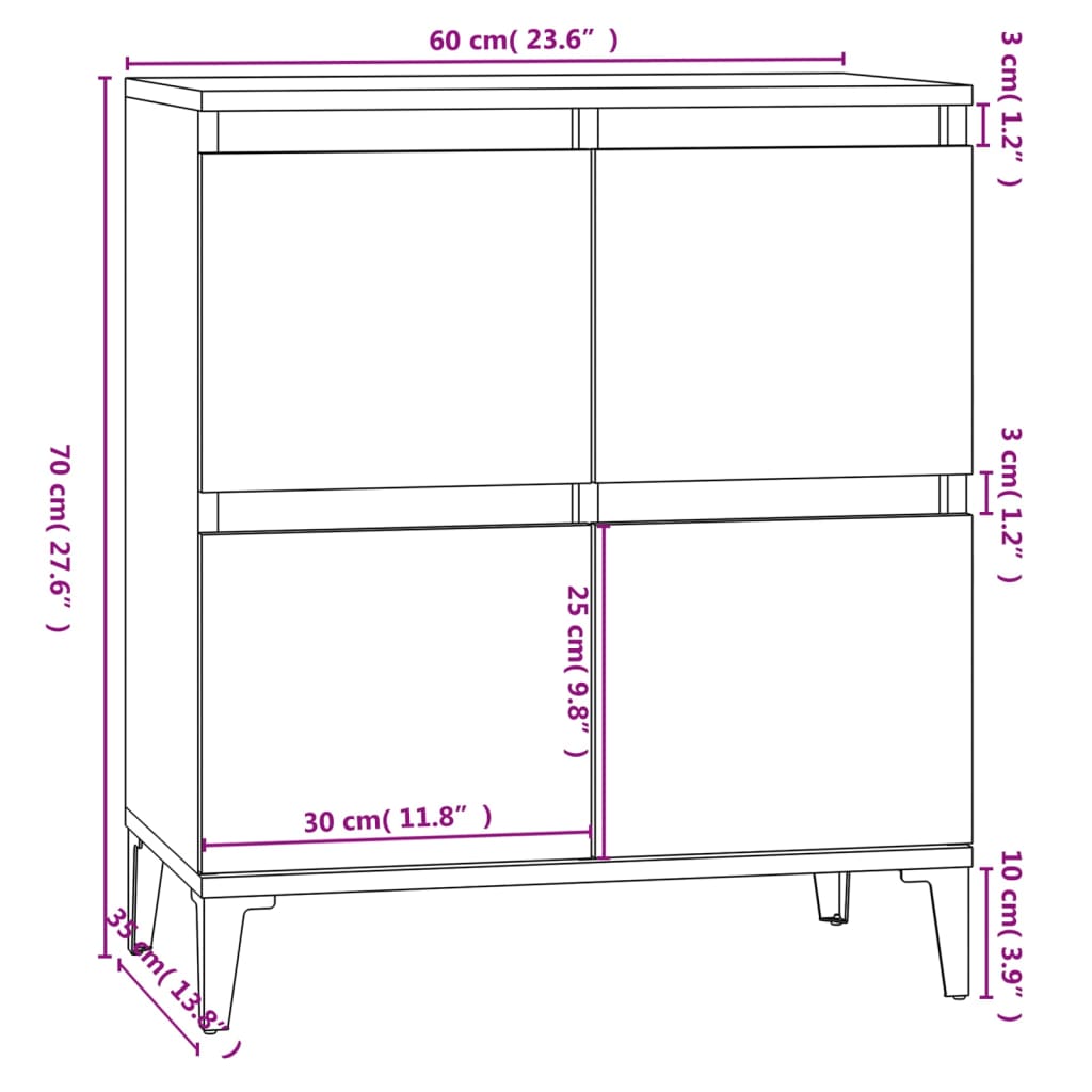 Buffet Blanc 60x35x70 cm Bois d'ingénierie - XIOS