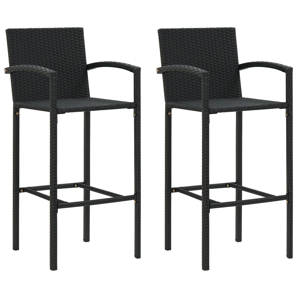 Tabourets de bar lot de 2 noir résine tressée - XIOS
