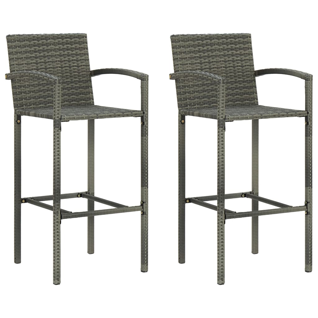 Tabourets de bar lot de 2 gris résine tressée - XIOS