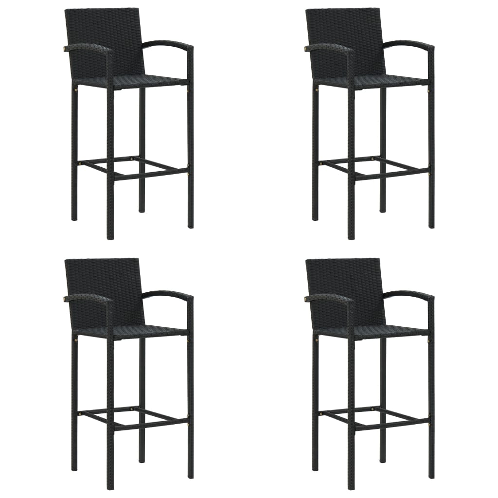 Tabourets de bar lot de 4 noir résine tressée - XIOS