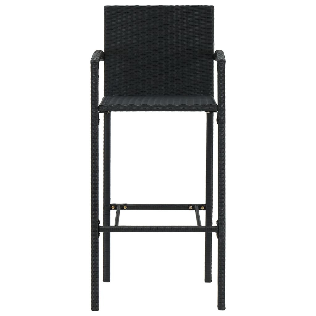 Tabourets de bar lot de 4 noir résine tressée - XIOS