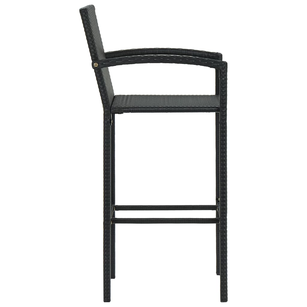 Tabourets de bar lot de 4 noir résine tressée - XIOS