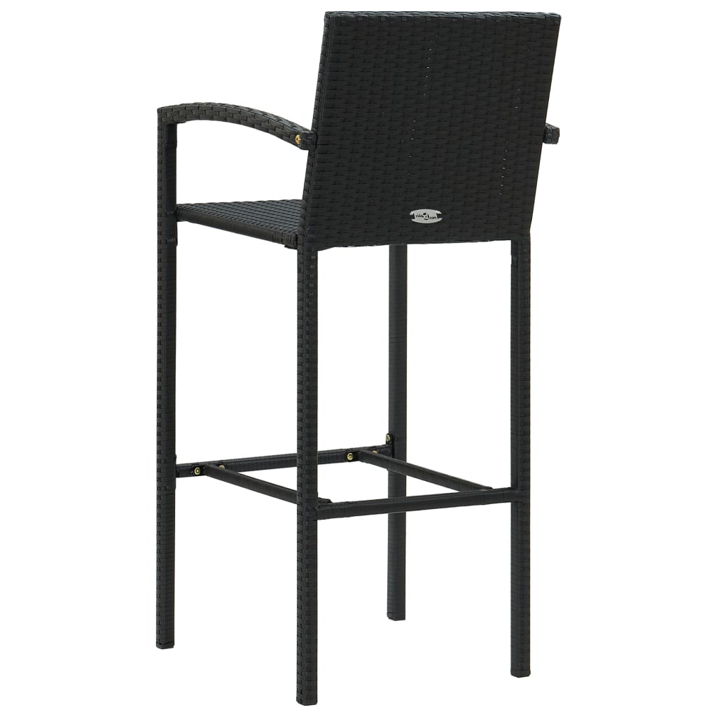 Tabourets de bar lot de 4 noir résine tressée - XIOS