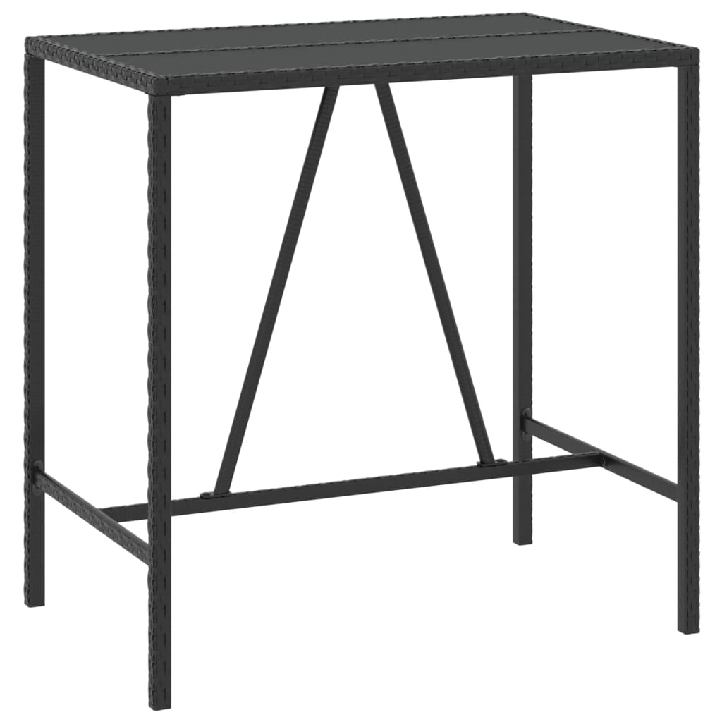 Table de bar et dessus en verre noir 110x70x110 cm poly rotin Tables de jardin vidaXL