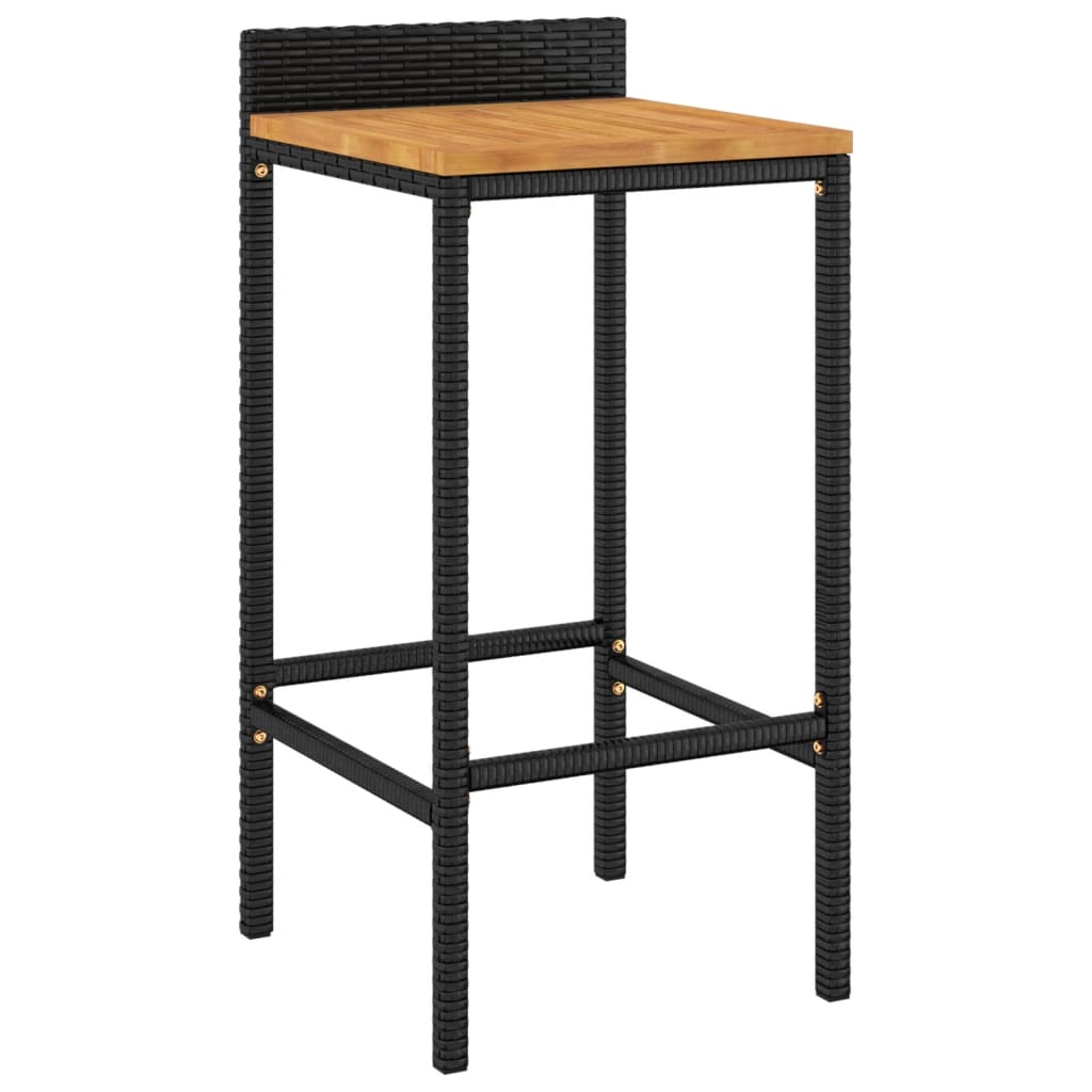 Tabourets de bar lot de 2 noir résine tressée et bois d'acacia - XIOS