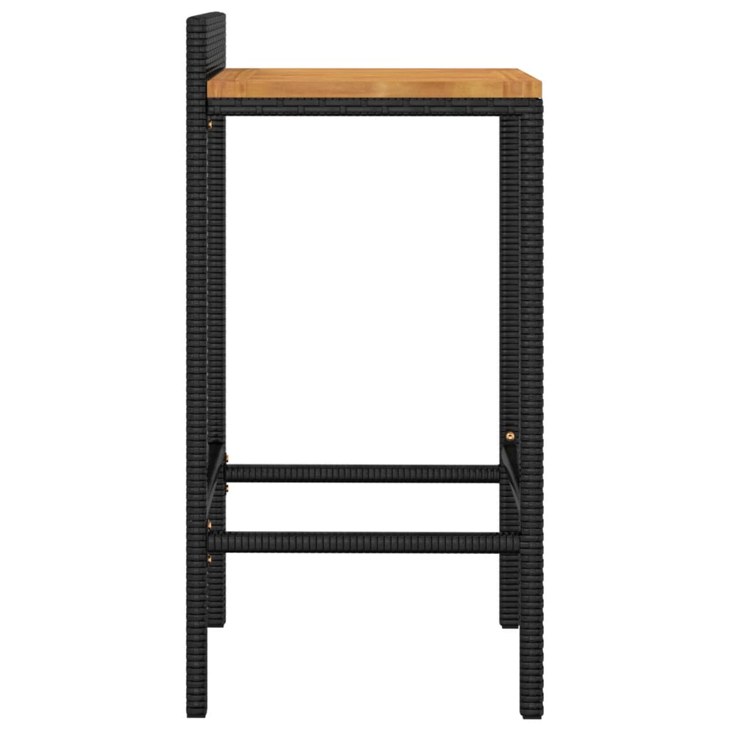 Tabourets de bar lot de 2 noir résine tressée et bois d'acacia - XIOS