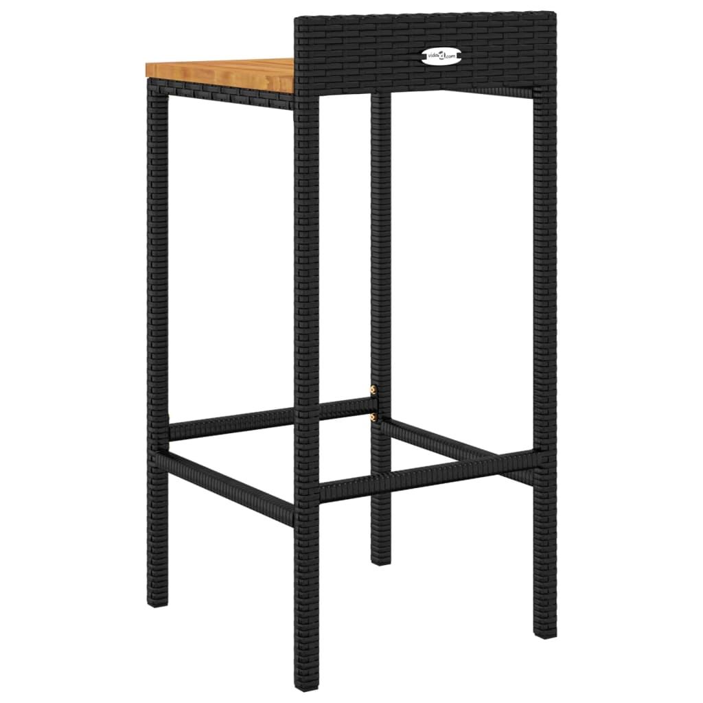 Tabourets de bar lot de 2 noir résine tressée et bois d'acacia - XIOS