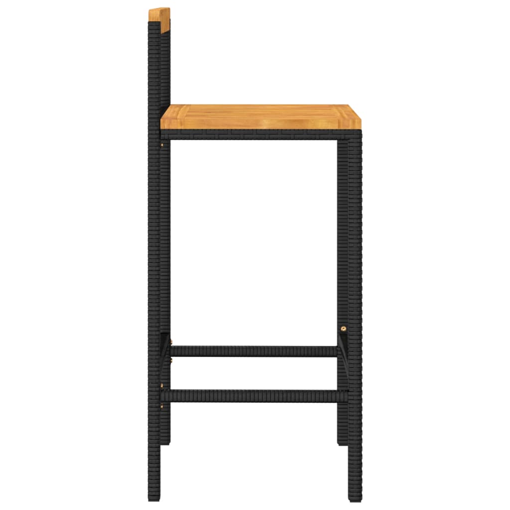 Tabourets de bar lot de 2 noir résine tressée et bois d'acacia - XIOS