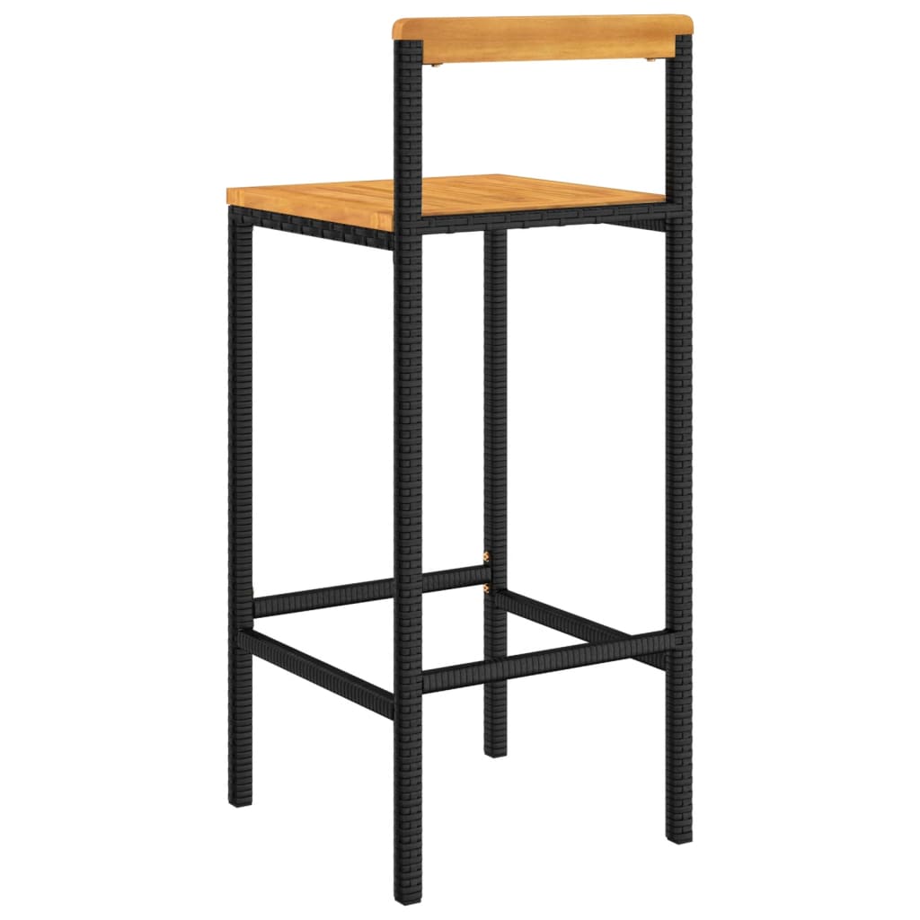 Tabourets de bar lot de 2 noir résine tressée et bois d'acacia - XIOS